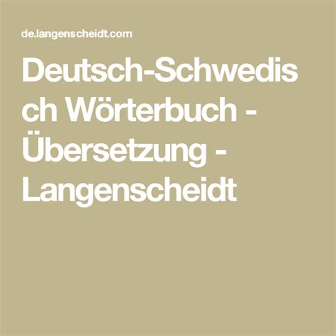 schwedisch deutsch übersetzung|Langenscheidt Schwedisch